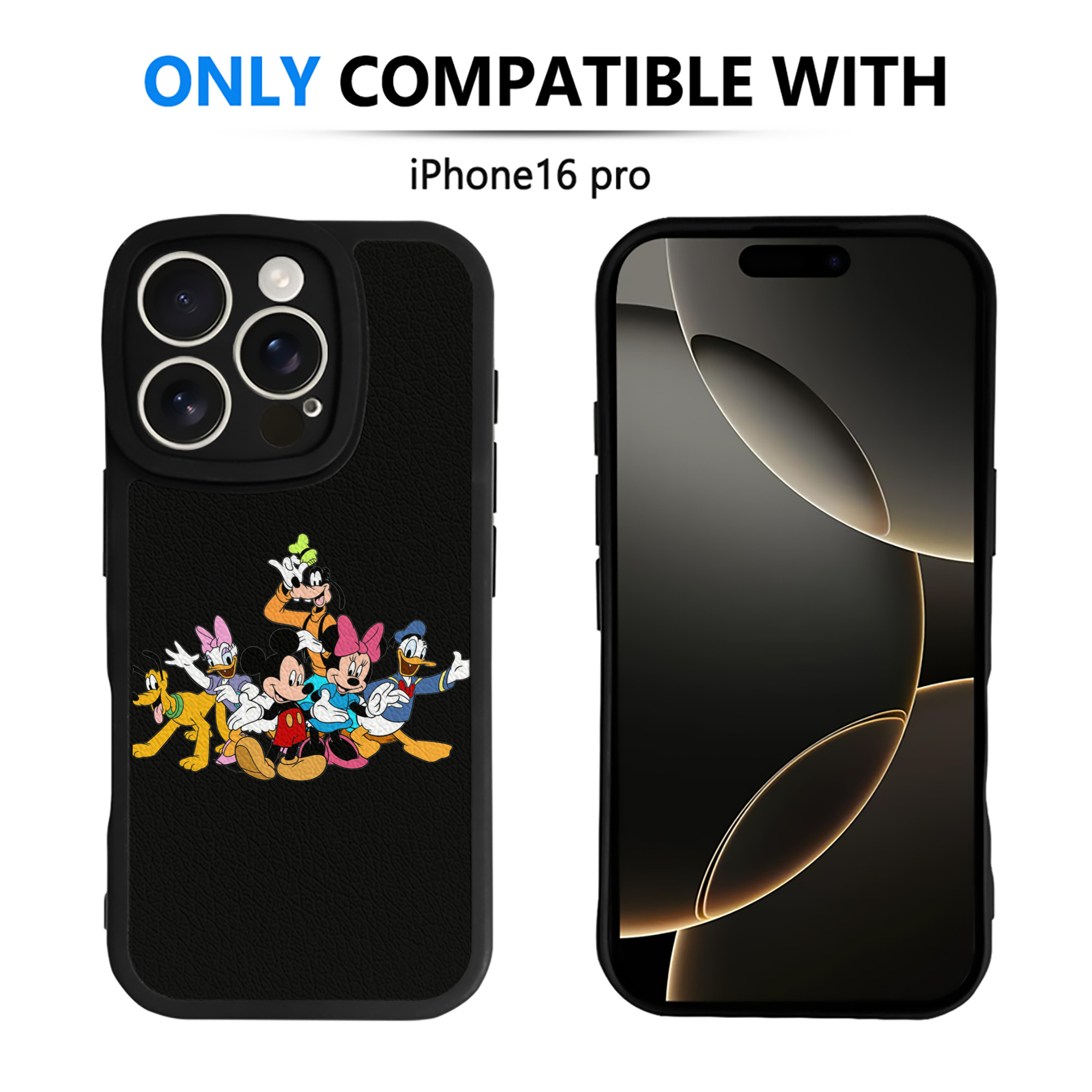 （画像用） ミッキーマウス Mickey Mouse 【iPhone 16シリーズ対応】シリコンスマホケース（レザー調） 材質：シリコン